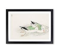 Big Box Art Two Gulls by Numata Kashu Framed Wall Art Picture Print Ready to Hang, Black A2 (62 x 45 cm)