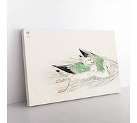 Big Box Art Two Gulls by Numata Kashu Painting Canvas Wall Art Print Ready to Hang Picture, 76 x 50 cm (30 x 20 Inch), White, Grey, Beige