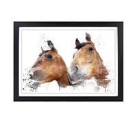 Big Box Art Two Horses V3 Framed Wall Art Picture Print Ready to Hang, Black A2 (62 x 45 cm)