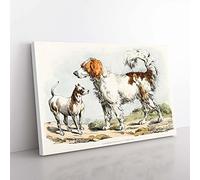 Big Box Art Two Hunting Dogs by Henry Alken Canvas Wall Art Print Ready to Hang Picture, 76 x 50 cm (30 x 20 Inch), White, Brown, Green, Cream