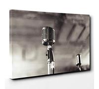 Big Box Art Two Microphones Music Canvas Wall Art Print Ready to Hang Picture, 30 x 20 Inch (76 x 50 cm), Multi-Coloured