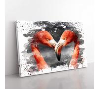 Big Box Art Two Pink Flamingo Birds V3 Canvas Wall Art Print Ready to Hang Picture, 76 x 50 cm (30 x 20 Inch), Multi-Coloured