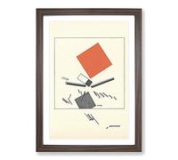 Big Box Art Two Quadrants by El Lissitzky Framed Wall Art Picture Print Ready to Hang, Walnut A2 (62 x 45 cm)