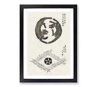 Big Box Art Two Tigers by Taguchi Tomoki Framed Wall Art Picture Print Ready to Hang, Black A2 (62 x 45 cm)