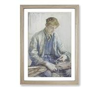 Big Box Art Tying The Sail by Henry Scott Tuke Framed Wall Art Picture Print Ready to Hang, Oak A2 (62 x 45 cm)