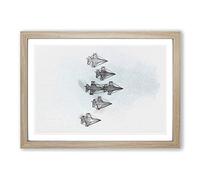 Big Box Art U.S. Air Force Thunderbird Jets in Abstract Framed Wall Art Picture Print Ready to Hang, Oak A2 (62 x 45 cm)