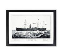 Big Box Art U.S. Mail Steam Ship by N. Currier Framed Wall Art Picture Print Ready to Hang, Black A2 (62 x 45 cm)