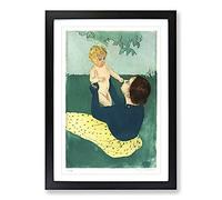 Big Box Art Under The Horse Chestnut Tree by Mary Cassatt Framed Wall Art Picture Print Ready to Hang, Black A2 (62 x 45 cm)