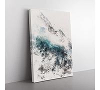Big Box Art Under the Wave Watercolour Canvas Wall Art Print Ready to Hang Picture, 76 x 50 cm (30 x 20 Inch), White, Black, Teal, Grey, Blue
