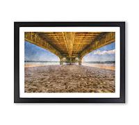 Big Box Art Under The Wooden Pier Painting Framed Wall Art Picture Print Ready to Hang, Black A2 (62 x 45 cm)