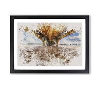 Big Box Art Under The Wooden Pier Watercolour Framed Wall Art Picture Print Ready to Hang, Black A2 (62 x 45 cm)