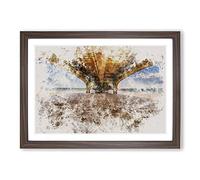 Big Box Art Under The Wooden Pier Watercolour Framed Wall Art Picture Print Ready to Hang, Walnut A2 (62 x 45 cm)