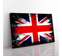 Big Box Art Union Jack British Flag (5) Coal Black Canvas Wall Art Print Ready to Hang Picture, 76 x 50 cm (30 x 20 Inch), Multi-Coloured