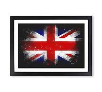 Big Box Art Union Jack British Flag Vol.1 Paint Splash Framed Wall Art Picture Print Ready to Hang, Black A2 (62 x 45 cm)