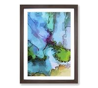 Big Box Art Uniting Inks in Abstract Framed Wall Art Picture Print Ready to Hang, Walnut A2 (62 x 45 cm)