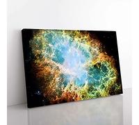 Big Box Art Universe Vol.34 in Abstract Canvas Wall Art Print Ready to Hang Picture, 76 x 50 cm (30 x 20 Inch), Black, Blue, Olive, Green, Olive, Green