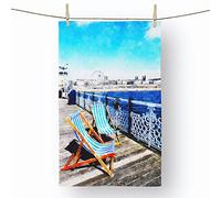 Big Box Art Upon Brighton Beach Pier Painting - 100% Cotton (72 x 44 cm) Kitchen Tea Towel, Dish Cloth for Drying, Cleaning and Washing - Absorbent and Quick Drying
