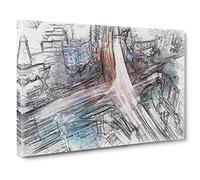 Big Box Art Urban City Lights in Abstract Canvas Wall Art Framed Picture Print, 30 x 20 Inch (76 x 50 cm), Grey, Black, Grey