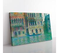 Big Box Art Venice, Palazzo Dario by Claude Monet Canvas Wall Art Print Ready to Hang Picture, 76 x 50 cm (30 x 20 Inch), Green, Green, Teal