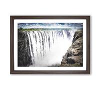 Big Box Art Victoria Falls in Zambia & Zimbabwe Painting Framed Wall Art Picture Print Ready to Hang, Walnut A2 (62 x 45 cm)