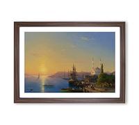 Big Box Art View of Constantinople by Ivan Aivazovsky Framed Wall Art Picture Print Ready to Hang, Walnut A2 (62 x 45 cm)