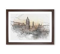 Big Box Art View of Edinburgh from Calton Hill Framed Wall Art Picture Print Ready to Hang, Walnut A2 (62 x 45 cm)