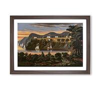 Big Box Art View of Hudson River by Thomas Chambers Framed Wall Art Picture Print Ready to Hang, Walnut A2 (62 x 45 cm)