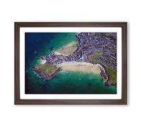 Big Box Art View of St Ives in Cornwall Framed Wall Art Picture Print Ready to Hang, Walnut A2 (62 x 45 cm)