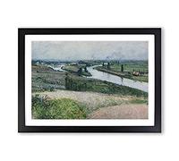 Big Box Art View of The River Seine by Gustave Caillebotte Framed Wall Art Picture Print Ready to Hang, Black A2 (62 x 45 cm)