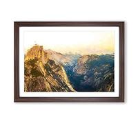 Big Box Art View of Yosemite National Park in Abstract Framed Wall Art Picture Print Ready to Hang, Walnut A2 (62 x 45 cm)