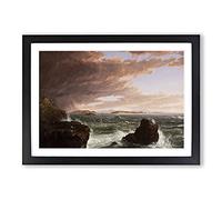 Big Box Art Views Across Frenchmans Bay by Thomas Cole Framed Wall Art Picture Print Ready to Hang, Black A2 (62 x 45 cm)