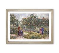 Big Box Art Vincent Van Gogh Garden with Courting Couples Framed Wall Art Picture Print Ready to Hang, Oak A2 (62 x 45 cm)