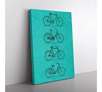 Big Box Art Vintage Bicycles Canvas Wall Art Print Ready to Hang Picture, 76 x 50 cm (30 x 20 Inch), Turquoise, Turquoise, Green