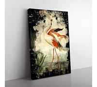Big Box Art Vintage Charles R Ryley Flamingo Coal Black Canvas Wall Art Print Ready to Hang Picture, 76 x 50 cm (30 x 20 Inch), Multi-Coloured