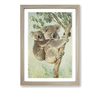 Big Box Art Vintage Karl Ludwig Hartig Koala Framed Wall Art Picture Print Ready to Hang, Oak A2 (62 x 45 cm)