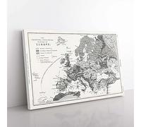 Big Box Art Vintage Map of Europe by Oliver Goldsmith Canvas Wall Art Print Ready to Hang Picture, 76 x 50 cm (30 x 20 Inch), White, Grey
