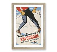 Big Box Art Vintage Ski Travel Poster 11 Framed Wall Art Picture Print Ready to Hang, Oak A2 (62 x 45 cm)