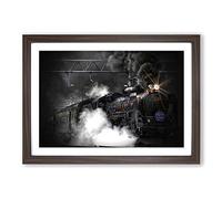 Big Box Art Vintage Steam Train (4) Framed Wall Art Picture Print Ready to Hang, Walnut A2 (62 x 45 cm)