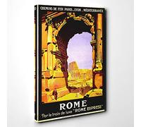 Big Box Art Vintage Travel Poster Rome Canvas Wall Art Print Ready to Hang Picture, 30 x 20 Inch (76 x 50 cm), Multi-Coloured