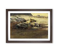Big Box Art Vintage W Kuhnert Hyena Framed Wall Art Picture Print Ready to Hang, Walnut A2 (62 x 45 cm)