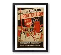 Big Box Art Vintage WPA Poster Air Raid Protection Framed Wall Art Picture Print Ready to Hang, Black A2 (62 x 45 cm)