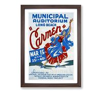 Big Box Art Vintage WPA Poster Carmen Framed Wall Art Picture Print Ready to Hang, Walnut A2 (62 x 45 cm)