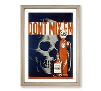 Big Box Art Vintage WPA Poster Don't Mix Em Framed Wall Art Picture Print Ready to Hang, Oak A2 (62 x 45 cm)