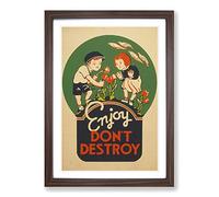 Big Box Art Vintage WPA Poster Enjoy Don't Destroy Framed Wall Art Picture Print Ready to Hang, Walnut A2 (62 x 45 cm)