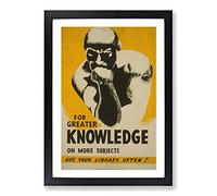 Big Box Art Vintage WPA Poster Greater Knowledge Framed Wall Art Picture Print Ready to Hang, Black A2 (62 x 45 cm)