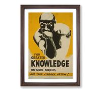 Big Box Art Vintage WPA Poster Greater Knowledge Framed Wall Art Picture Print Ready to Hang, Walnut A2 (62 x 45 cm)