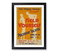 Big Box Art Vintage WPA Poster Help Yourself (5) Framed Wall Art Picture Print Ready to Hang, Black A2 (62 x 45 cm)