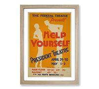 Big Box Art Vintage WPA Poster Help Yourself (5) Framed Wall Art Picture Print Ready to Hang, Oak A2 (62 x 45 cm)