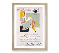 Big Box Art Vintage WPA Poster Little Miss Muffet Framed Wall Art Picture Print Ready to Hang, Oak A2 (62 x 45 cm)