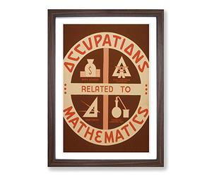Big Box Art Vintage WPA Poster Mathematics (3) Framed Wall Art Picture Print Ready to Hang, Walnut A2 (62 x 45 cm)